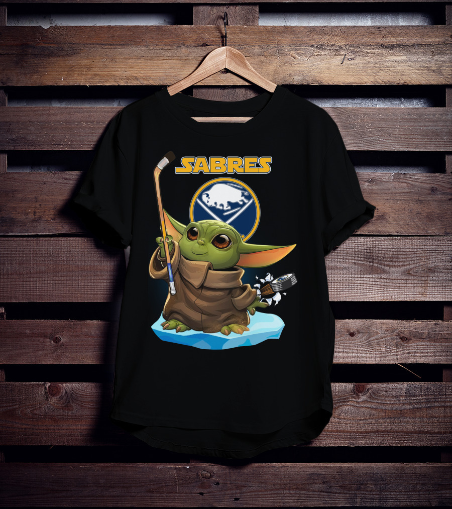 Buffalo Sabres Baby Yoda NHL Hockey Stick And Puck T-Shirt