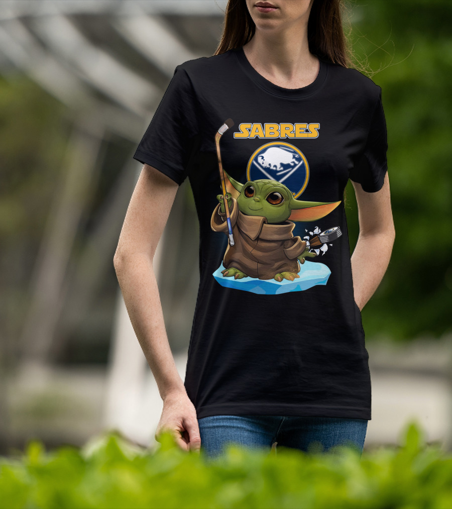 Buffalo Sabres Baby Yoda NHL Hockey Stick And Puck T-Shirt