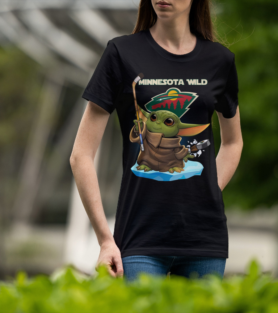 Minnesota Wild Baby Yoda Hockey NHL T-Shirt