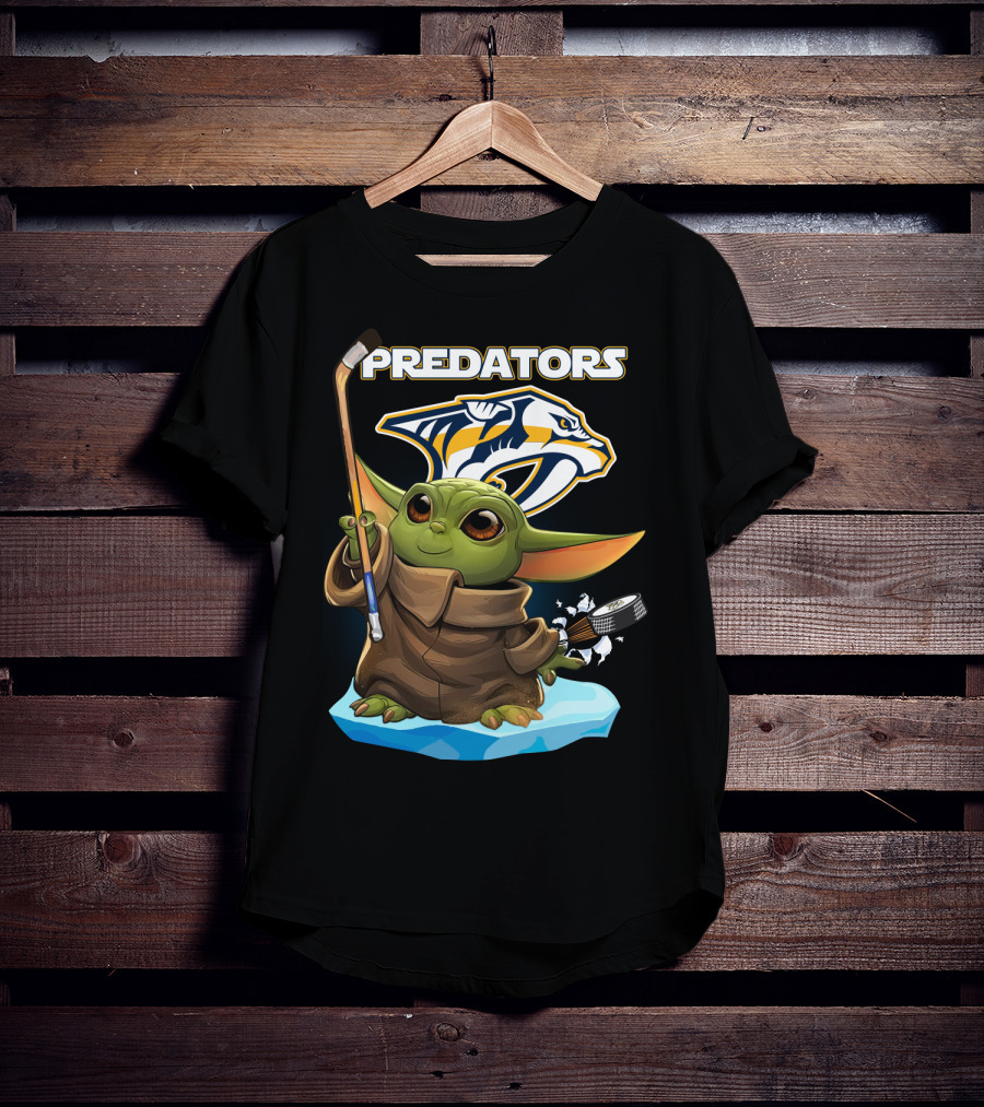 Nashville Predators Baby Yoda NHL Hockey Puck T-Shirt