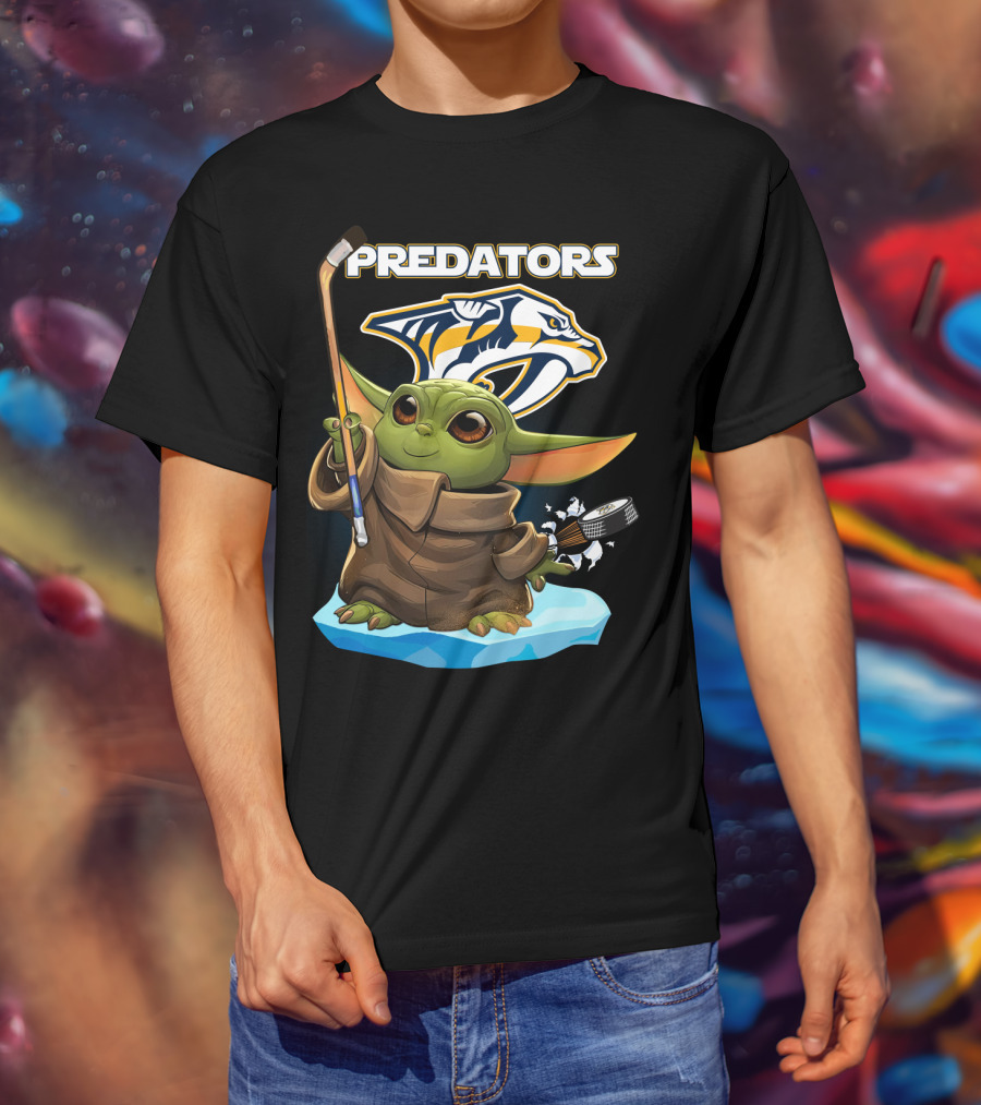 Nashville Predators Baby Yoda NHL Hockey Puck T-Shirt
