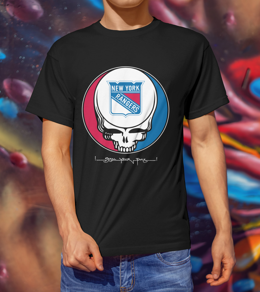 New York Rangers Steal Your Face Grateful Dead Skull T-Shirt