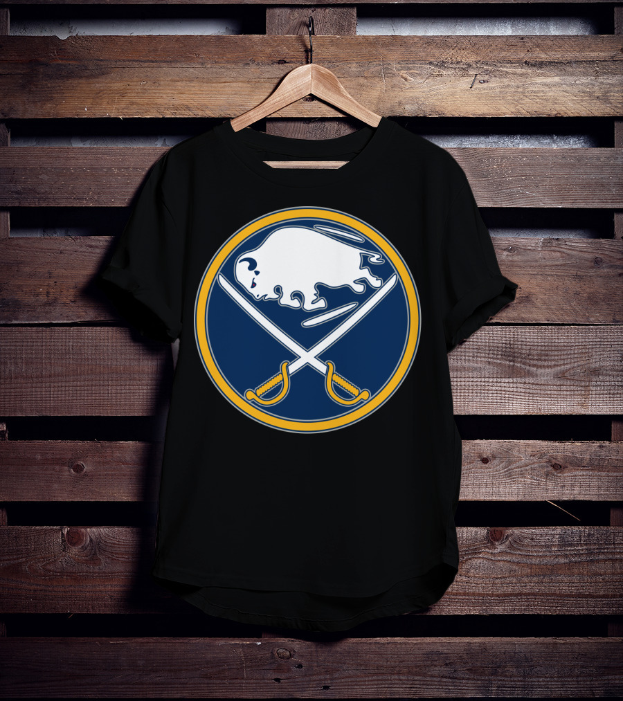 Buffalo Sabres Nhl Team Logo White Buffalo And Crossed Sabres T-Shirt