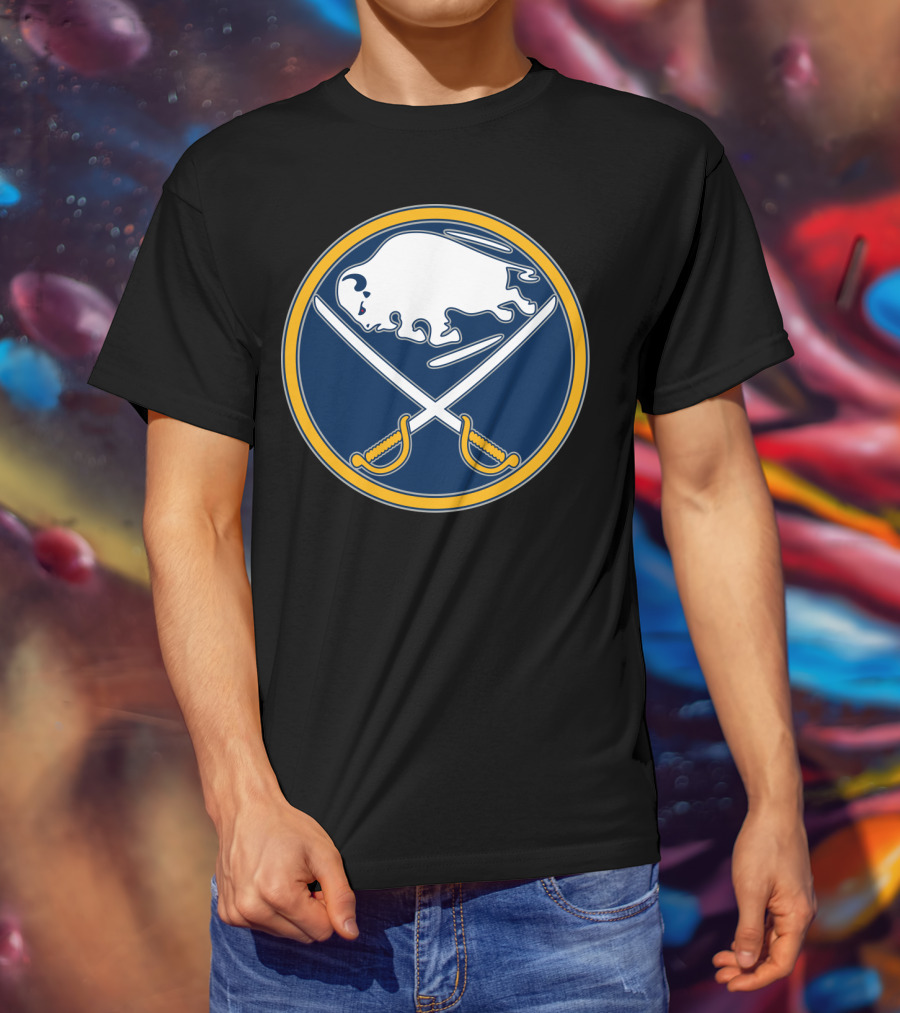 Buffalo Sabres Nhl Team Logo White Buffalo And Crossed Sabres T-Shirt