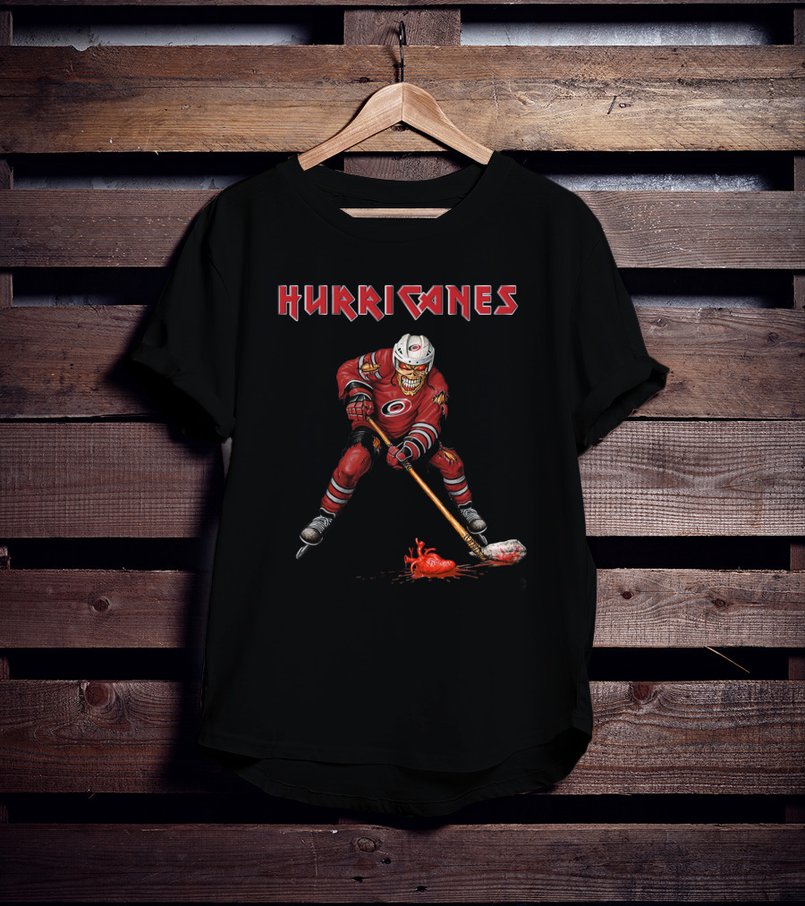 Hurricanes Hockey Skeleton Carolina Ice Horror T-Shirt