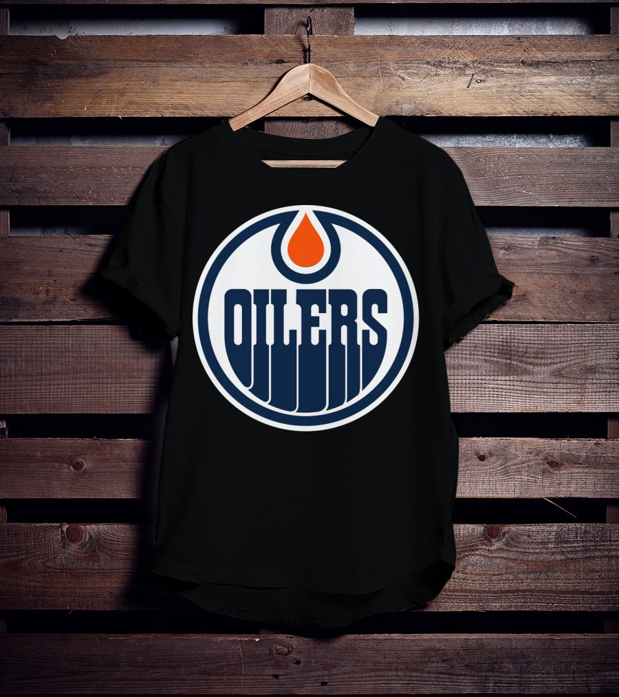 Edmonton Oilers Nhl Team Logo With Classic Oil Drop Symbol T-Shirt