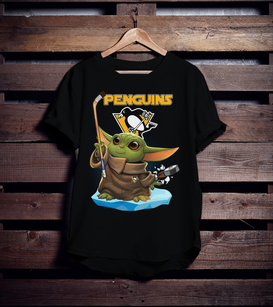 Baby Yoda Penguins Pittsburgh Hockey T-Shirt