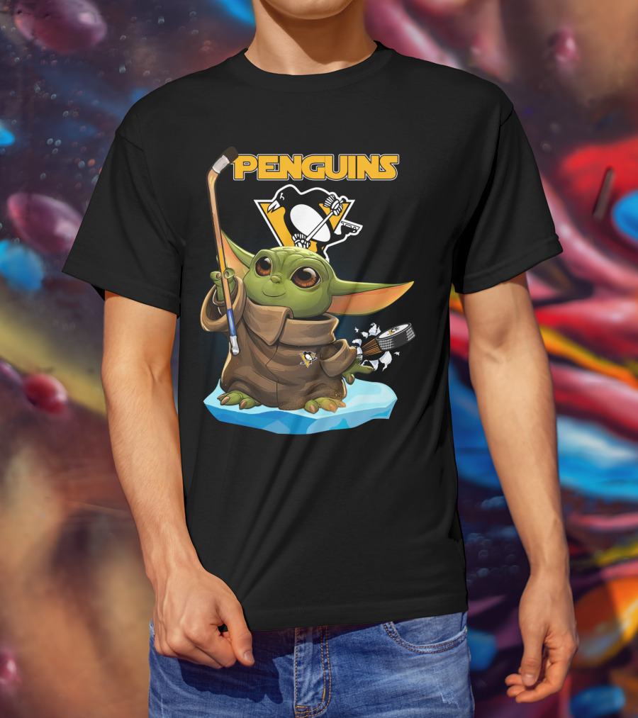 Baby Yoda Penguins Pittsburgh Hockey T-Shirt