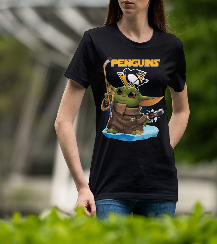 Baby Yoda Penguins Pittsburgh Hockey T-Shirt