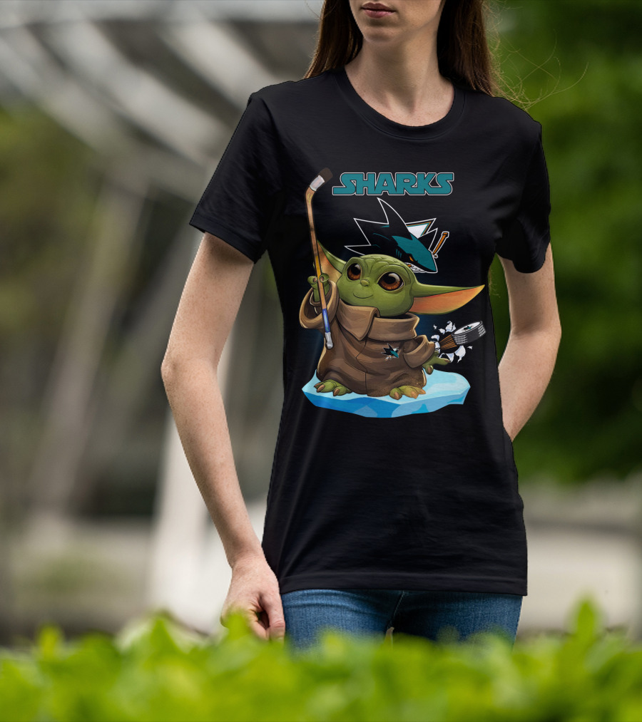 Baby Yoda Hockey San Jose Sharks T-Shirt