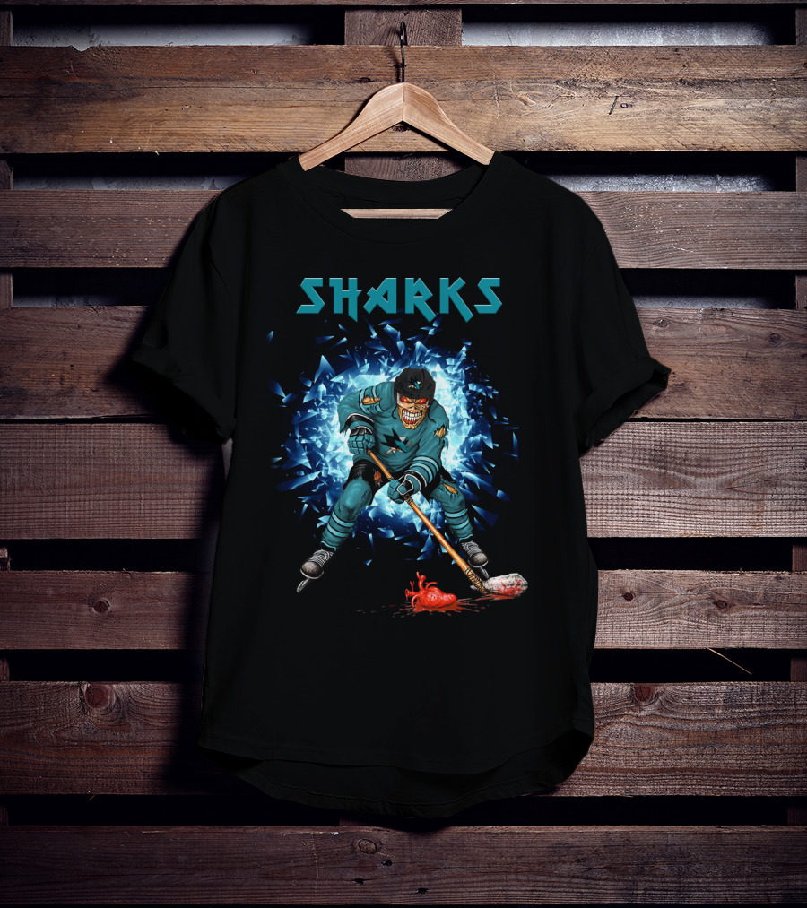 San Jose Sharks Hockey Player With Fiery Impact T-Shirt