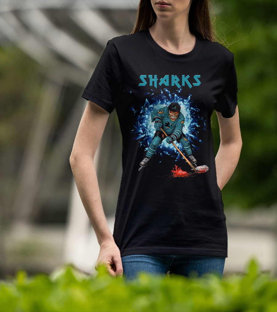 San Jose Sharks Hockey Player With Fiery Impact T-Shirt