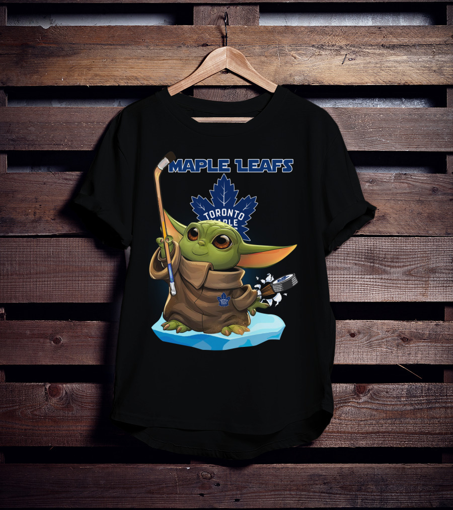 Baby Yoda Toronto Maple Leafs Hockey Star Wars Crossover T-Shirt