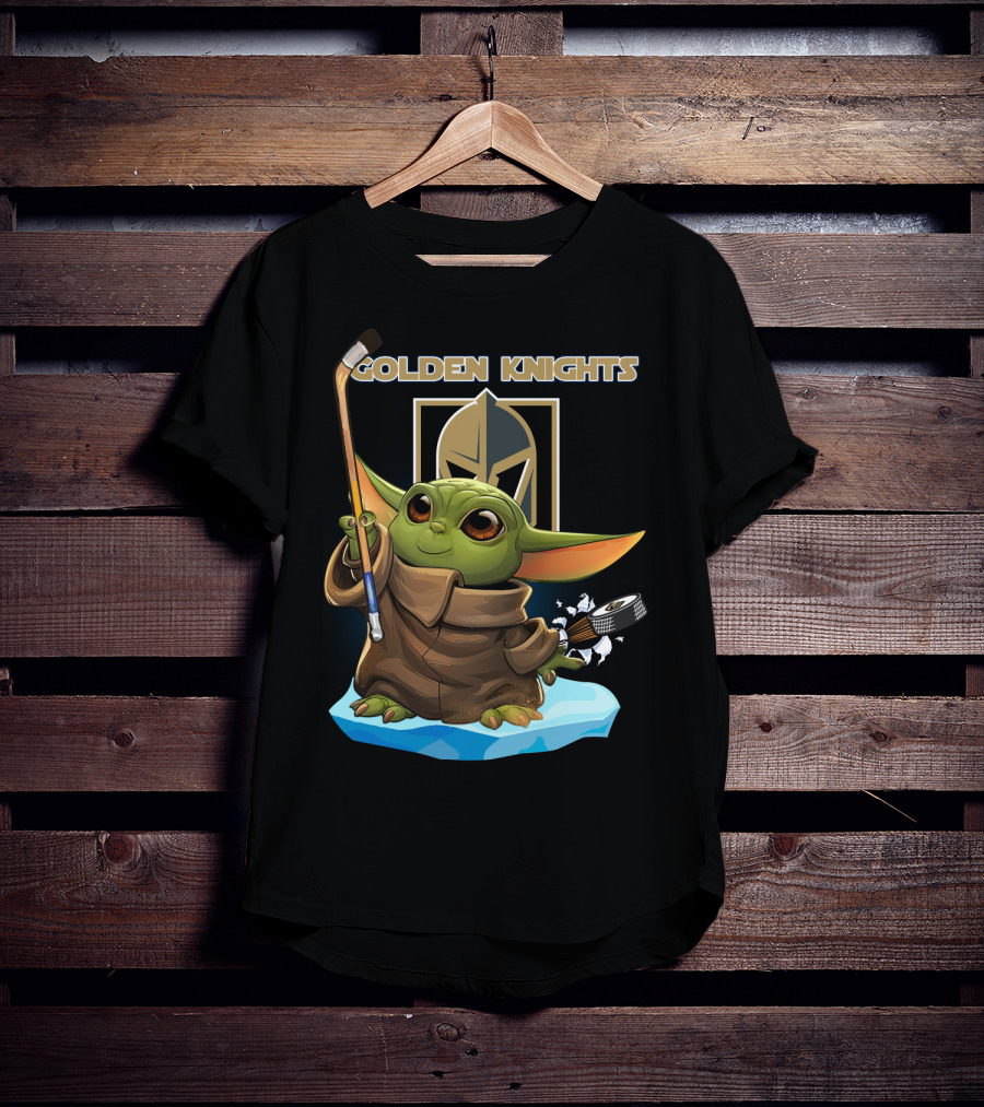 Golden Knights Baby Yoda Hockey Ice Block T-Shirt