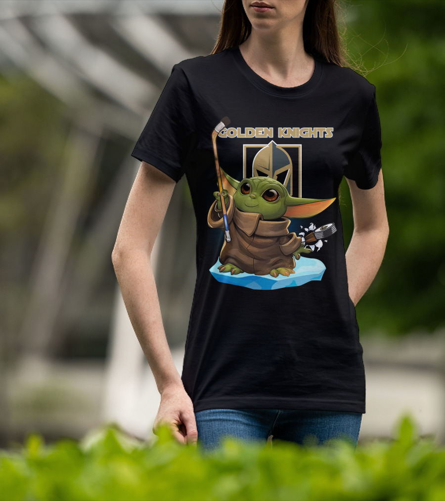 Golden Knights Baby Yoda Hockey Ice Block T-Shirt
