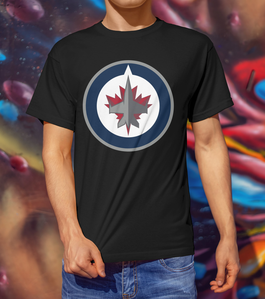Winnipeg Jets Circle Logo With Jet And Maple Leaf T-Shirt