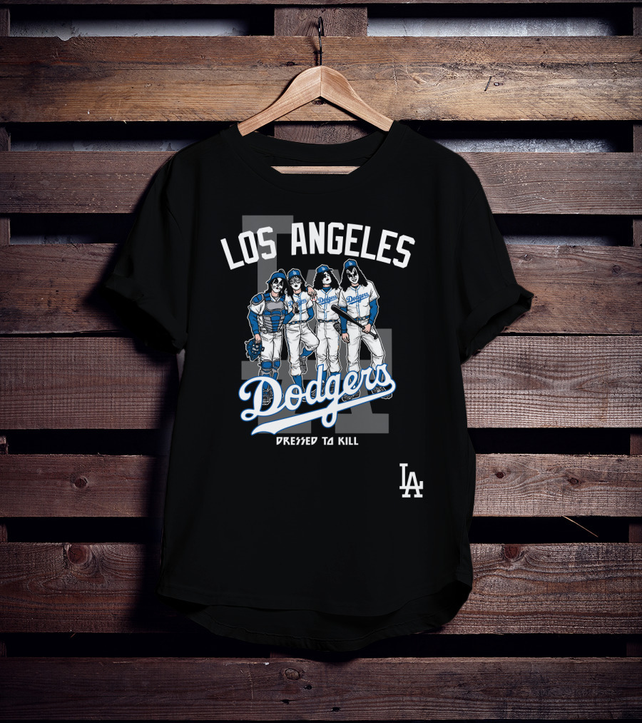 Los Angeles Dodgers Dressed To Kill Featuring KISS Band Members T-Shirt