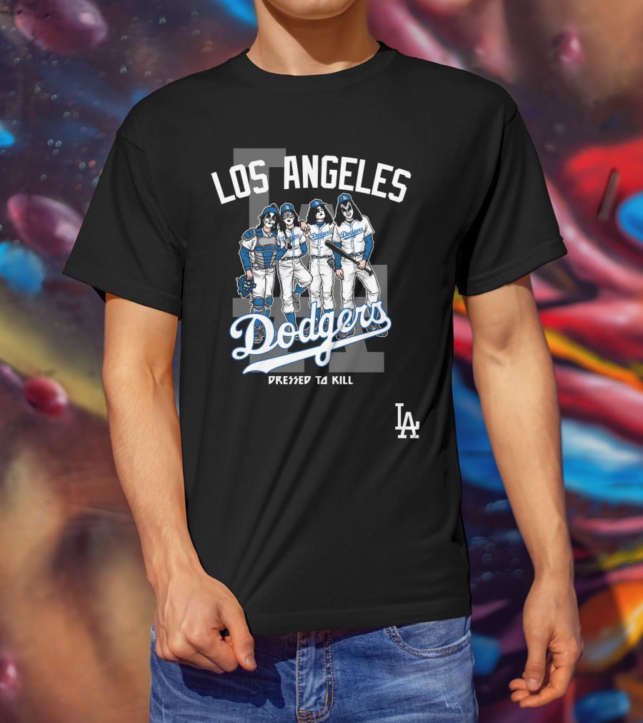 Los Angeles Dodgers Dressed To Kill Featuring KISS Band Members T-Shirt