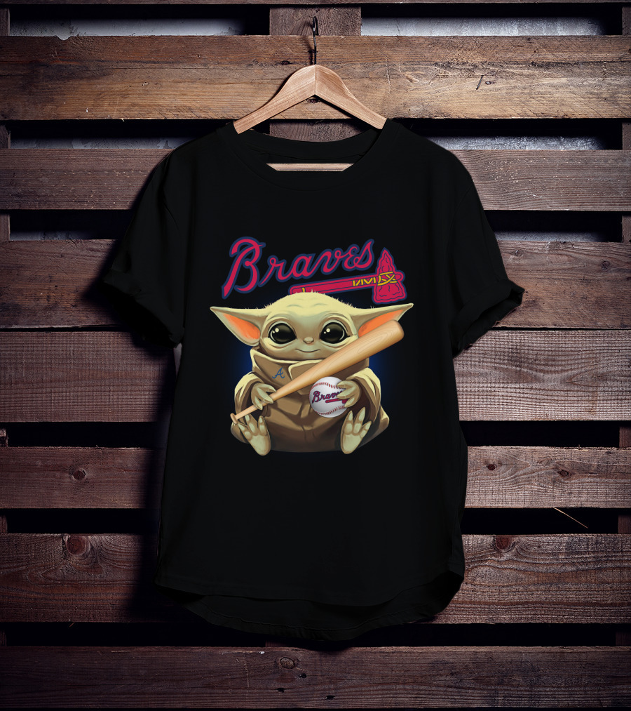 Braves Baseball Baby Yoda Holding Bat And Ball T-Shirt