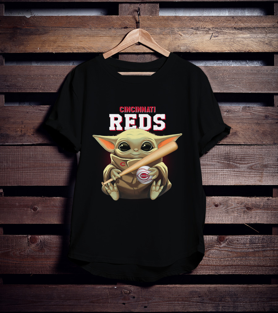Cincinnati Reds Baby Yoda Baseball Bat And Ball T-Shirt