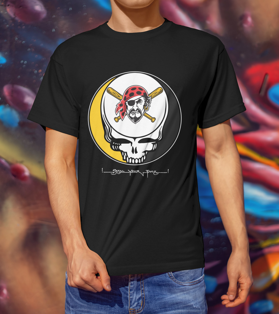 Grateful Dead Steal Your Face Pittsburgh Pirates Skull T-Shirt