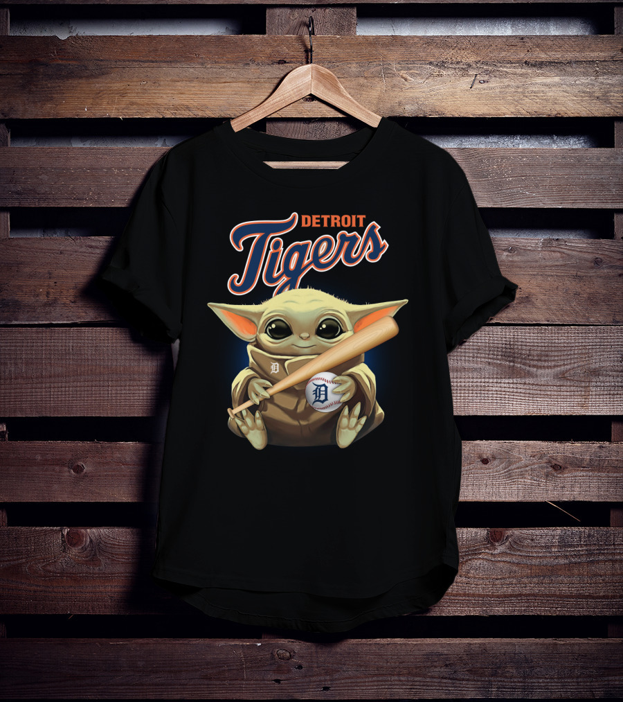 Detroit Tigers Baby Yoda Baseball T-Shirt