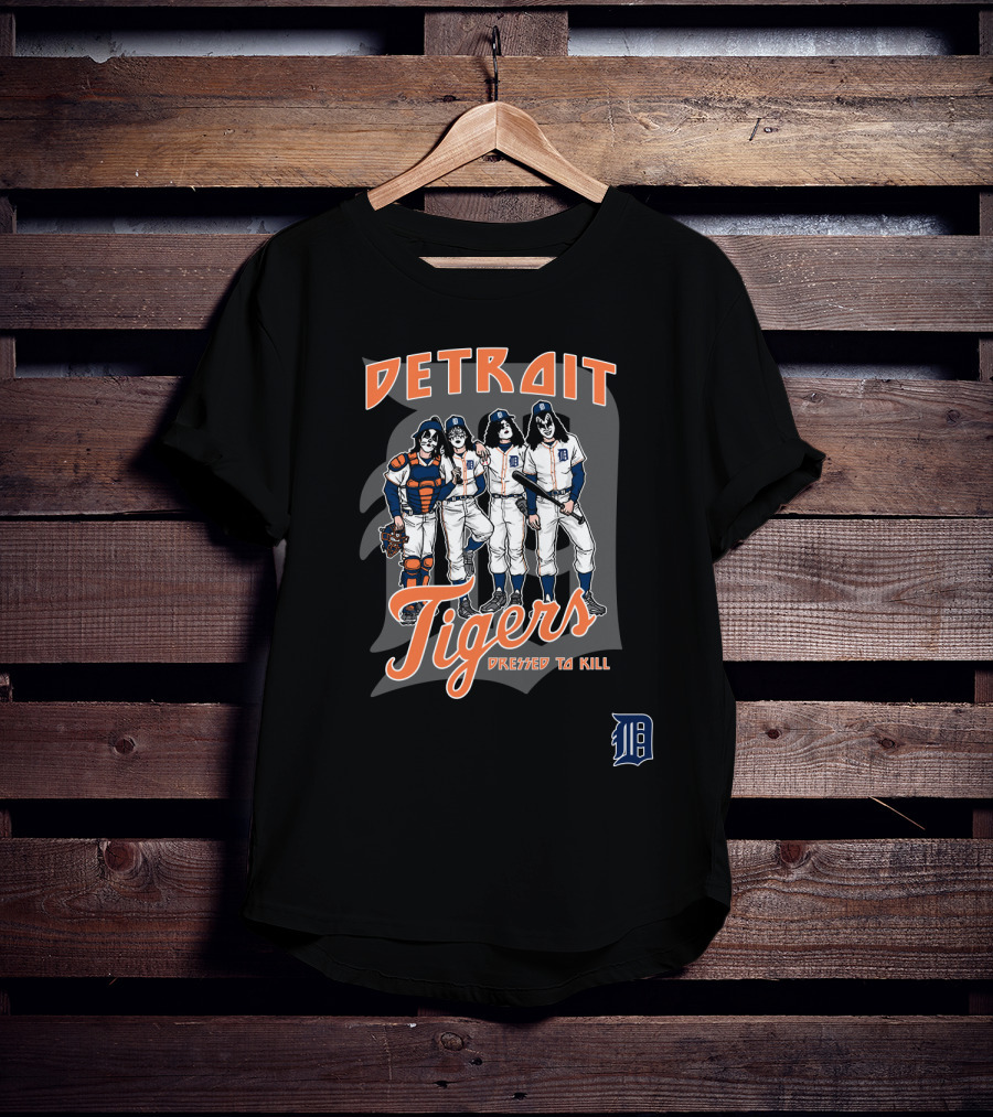 KISS Detroit Tigers Dressed To Kill Baseball Players T-Shirt