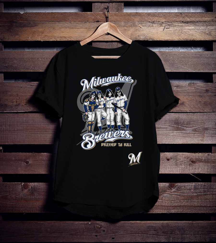 Milwaukee Brewers KISS Dressed To Kill Band Crossover T-Shirt