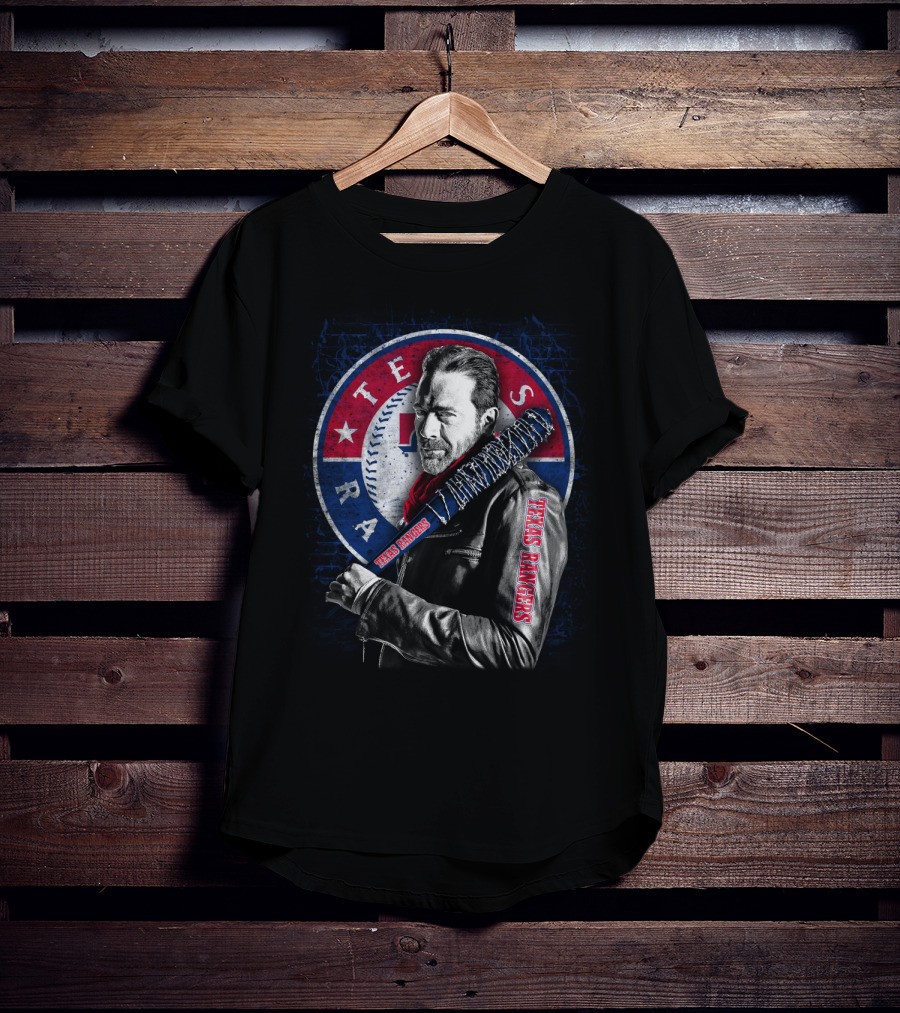 Texas Rangers Baseball Fan Art With Baseball Bat And Jacket T-Shirt