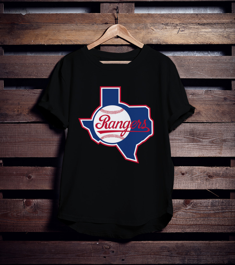 Texas Rangers Vintage Logo Texas Outline Baseball T-Shirt