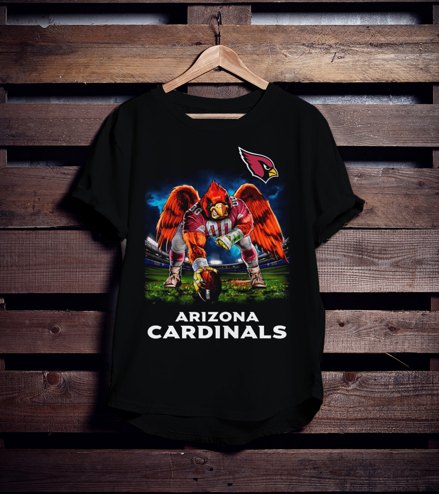 Arizona Cardinals Nfl Football Bird Mascot 3 Point Stance Stadium Scene T-Shirt