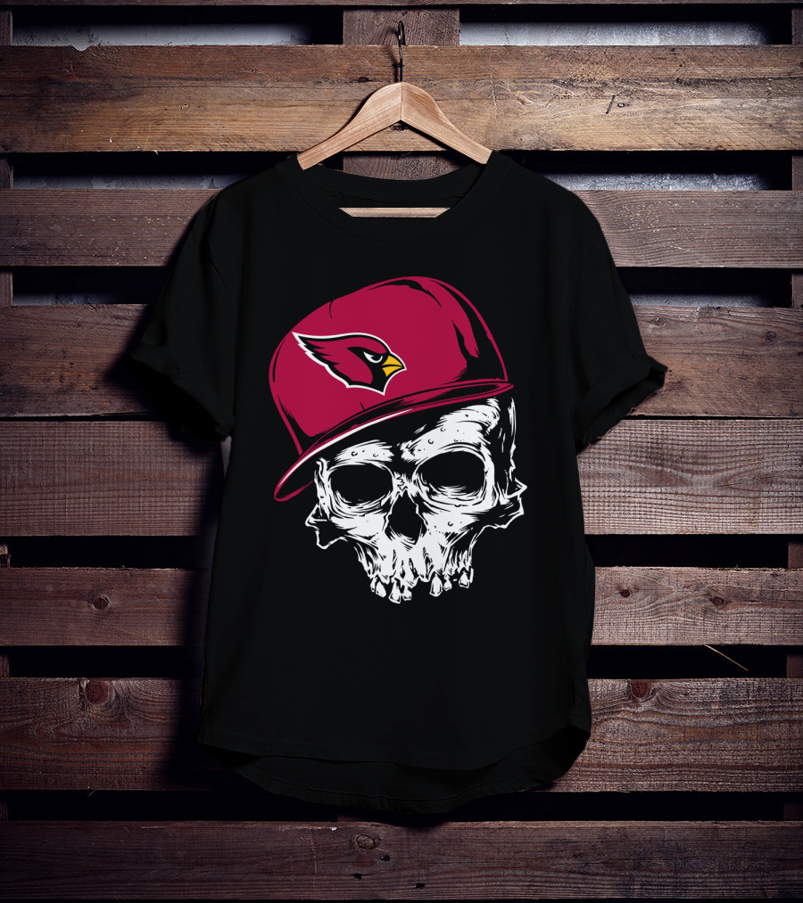 Arizona Cardinals Skull With Logo Cap T-Shirt