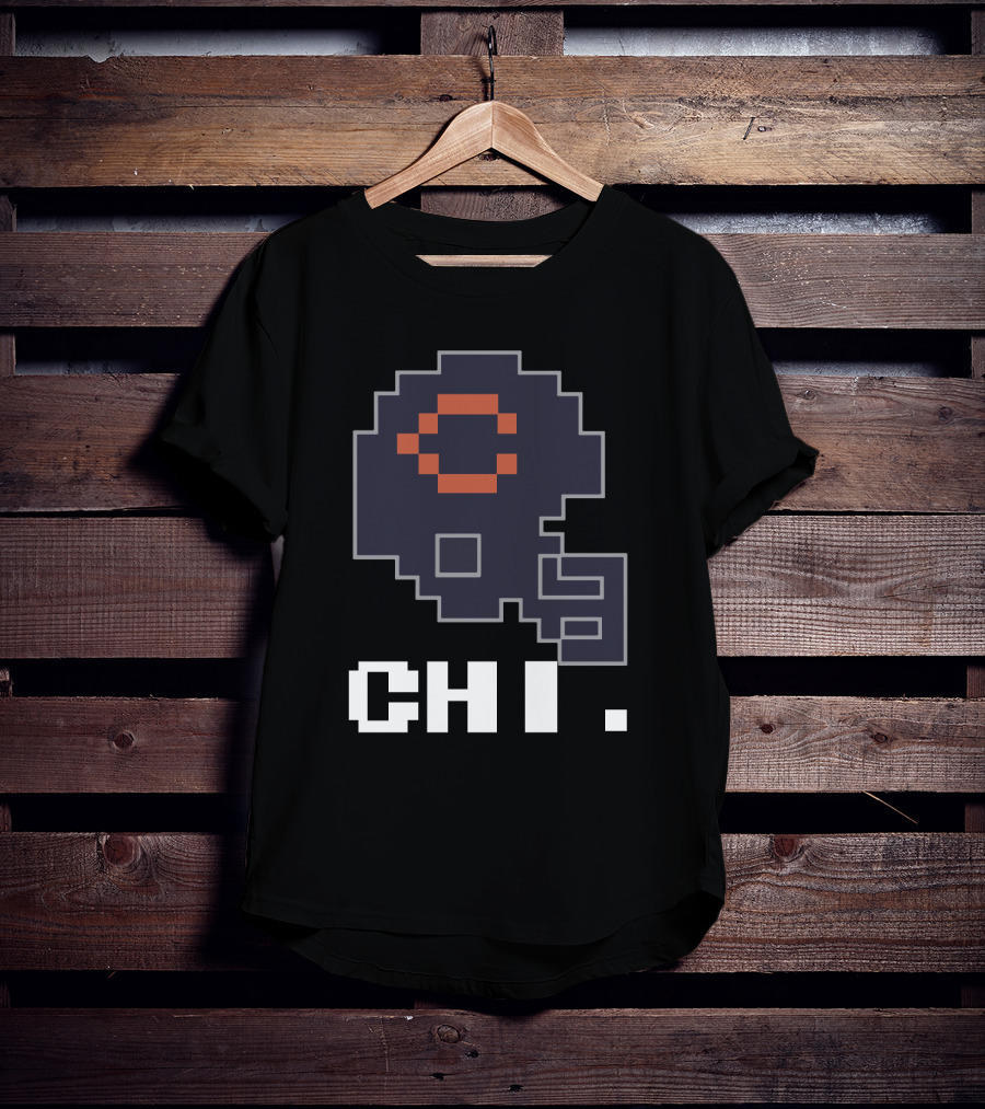 Chicago Bears Tecmo Bowl Retro Helmet Chi Pixel Art T-Shirt