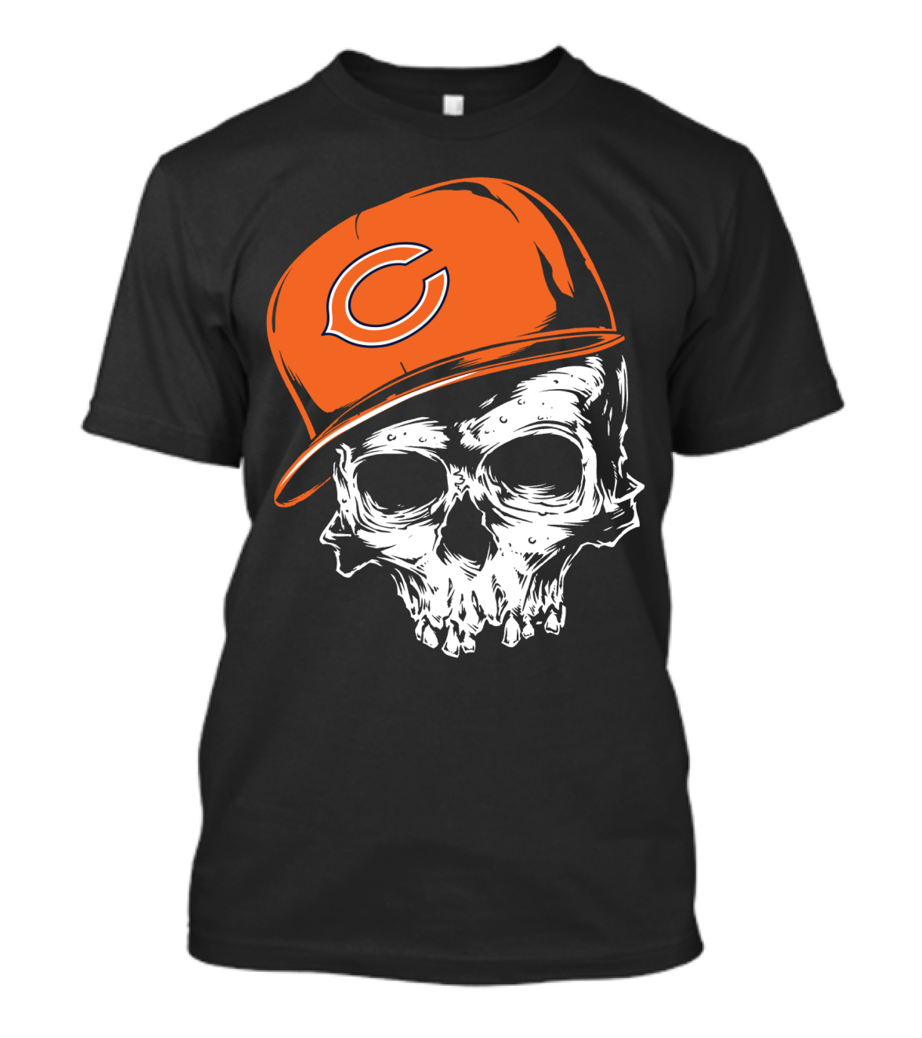 Chicago Bears Skull With Orange Cap T-Shirt