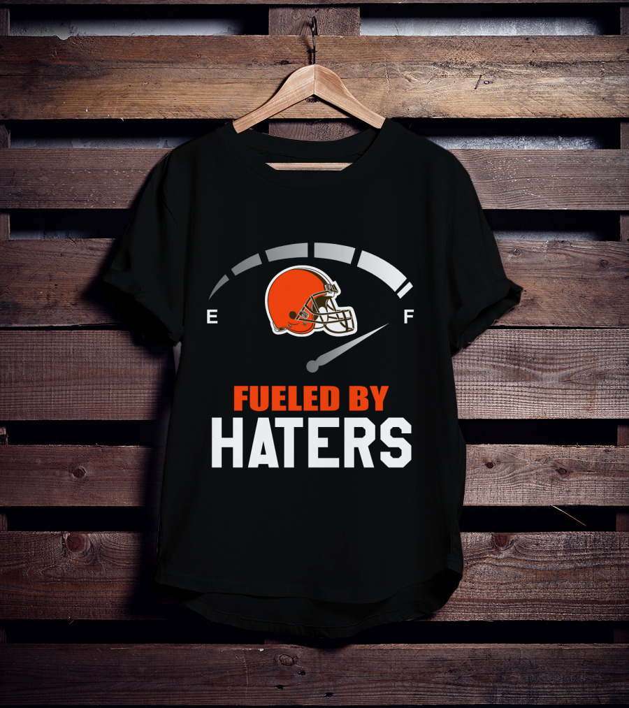 Cleveland Browns Helmet Fueled By Haters Football Fanatics T-Shirt
