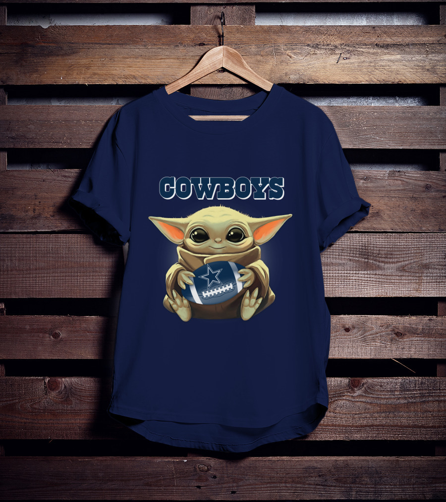Cowboys Baby Yoda Holding Dallas Cowboys Football T-Shirt
