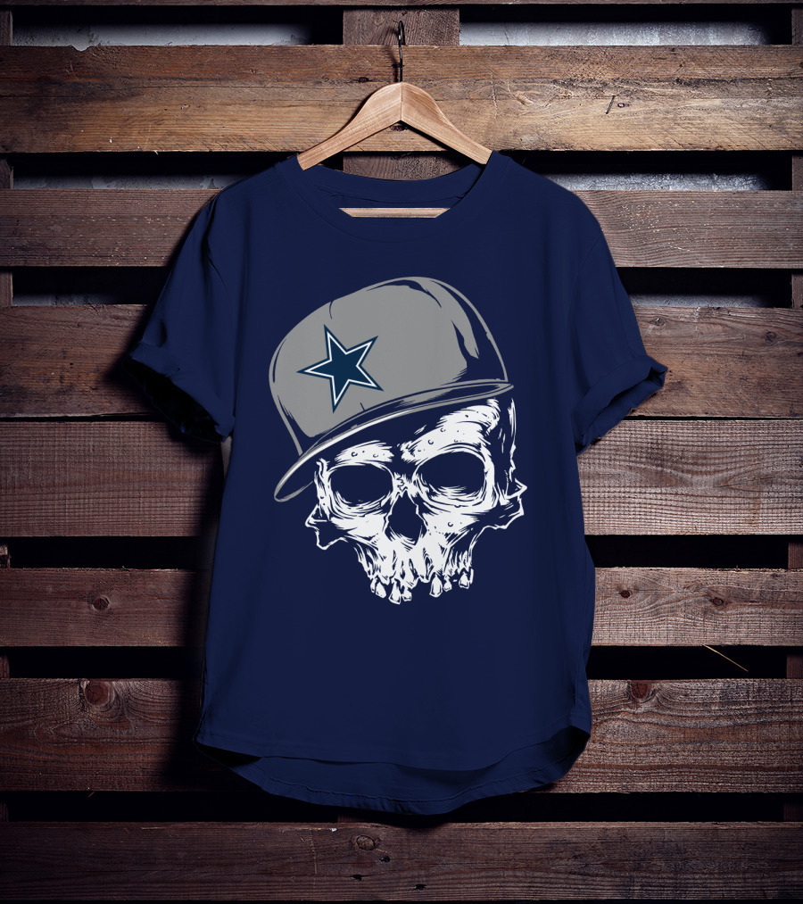 Dallas Cowboys Skull With Star Emblem Cap T-Shirt