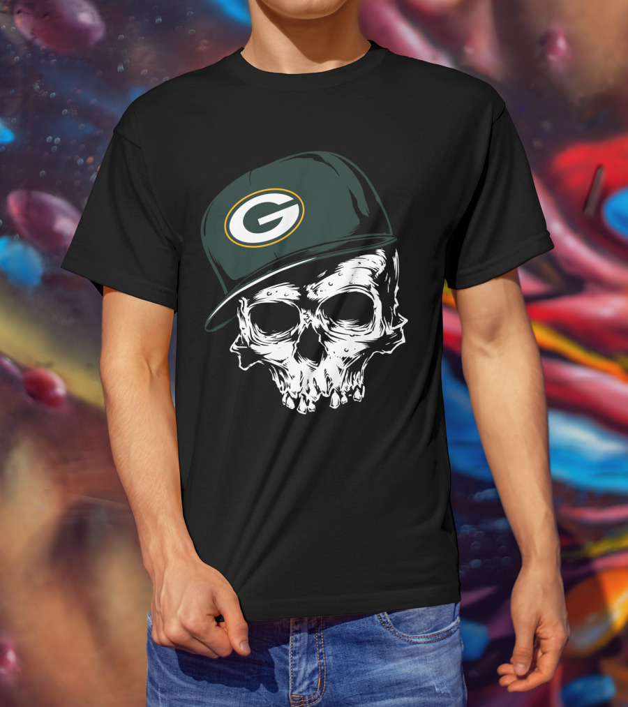 Green Bay Packers Skull Cap T-Shirt