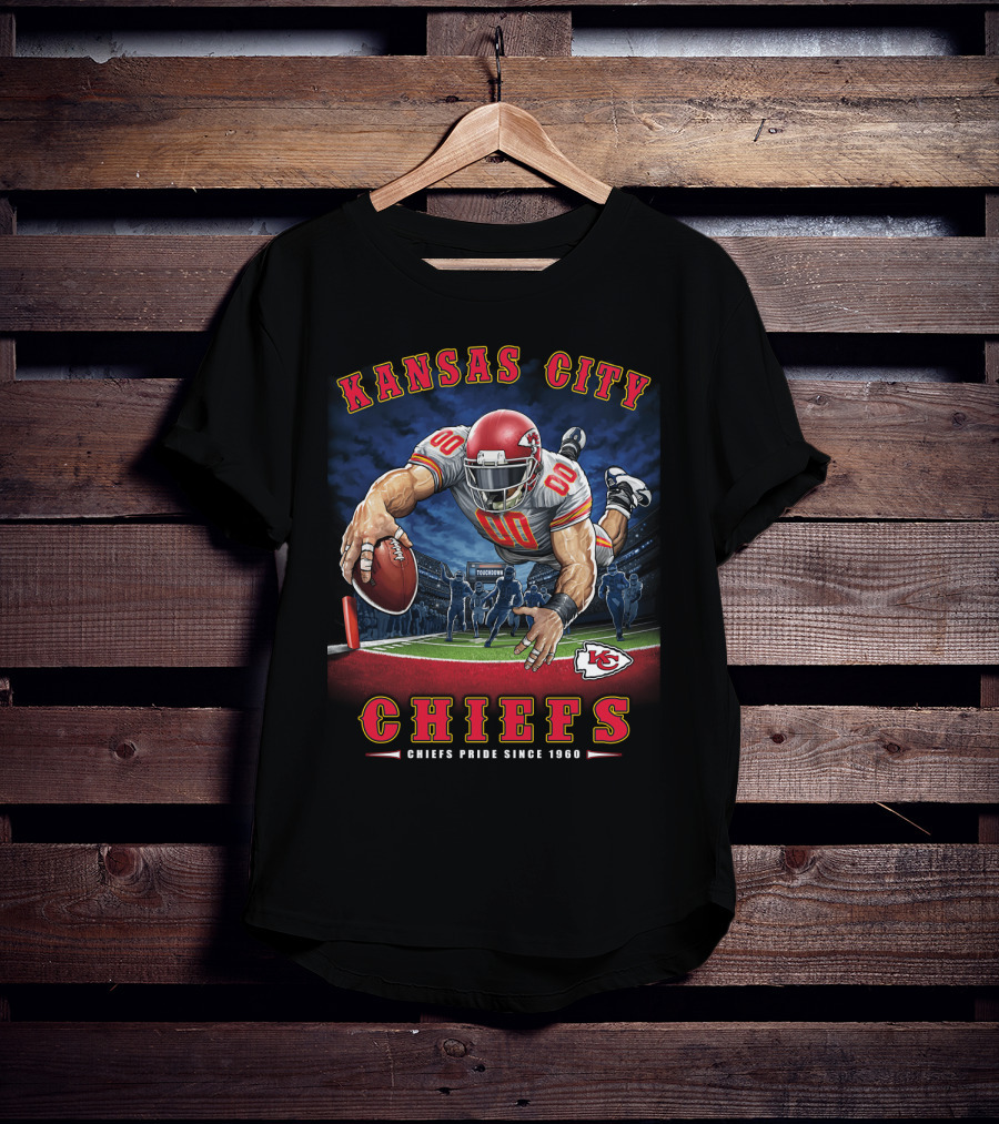 Kansas City Chiefs Pride Since 1960 End Zone Football Action T-Shirt