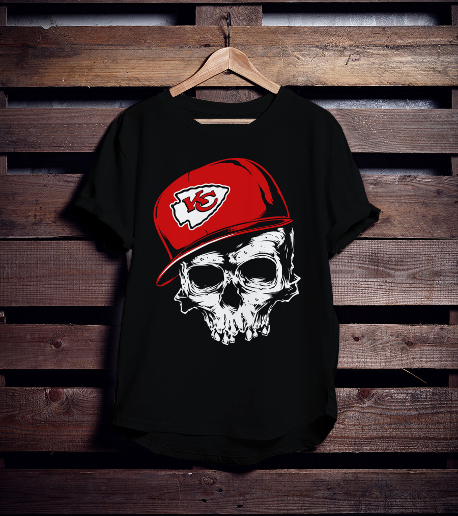 Kansas City Chiefs Skull With Red Cap T-Shirt