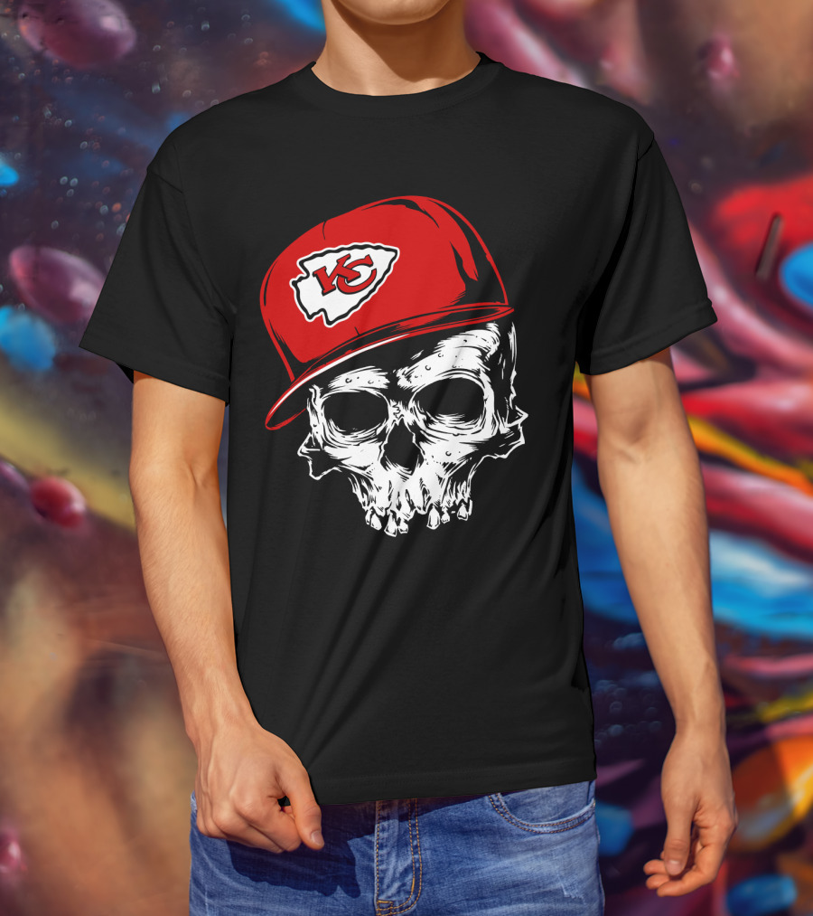 Kansas City Chiefs Skull With Red Cap T-Shirt