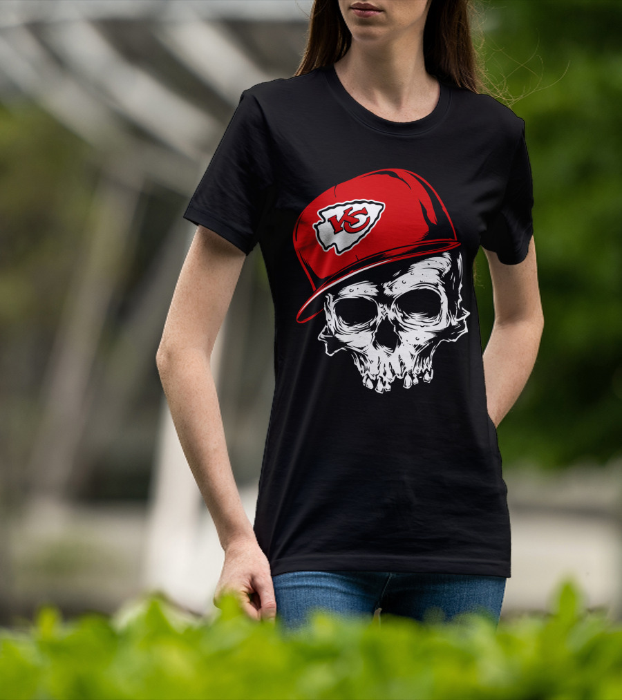 Kansas City Chiefs Skull With Red Cap T-Shirt