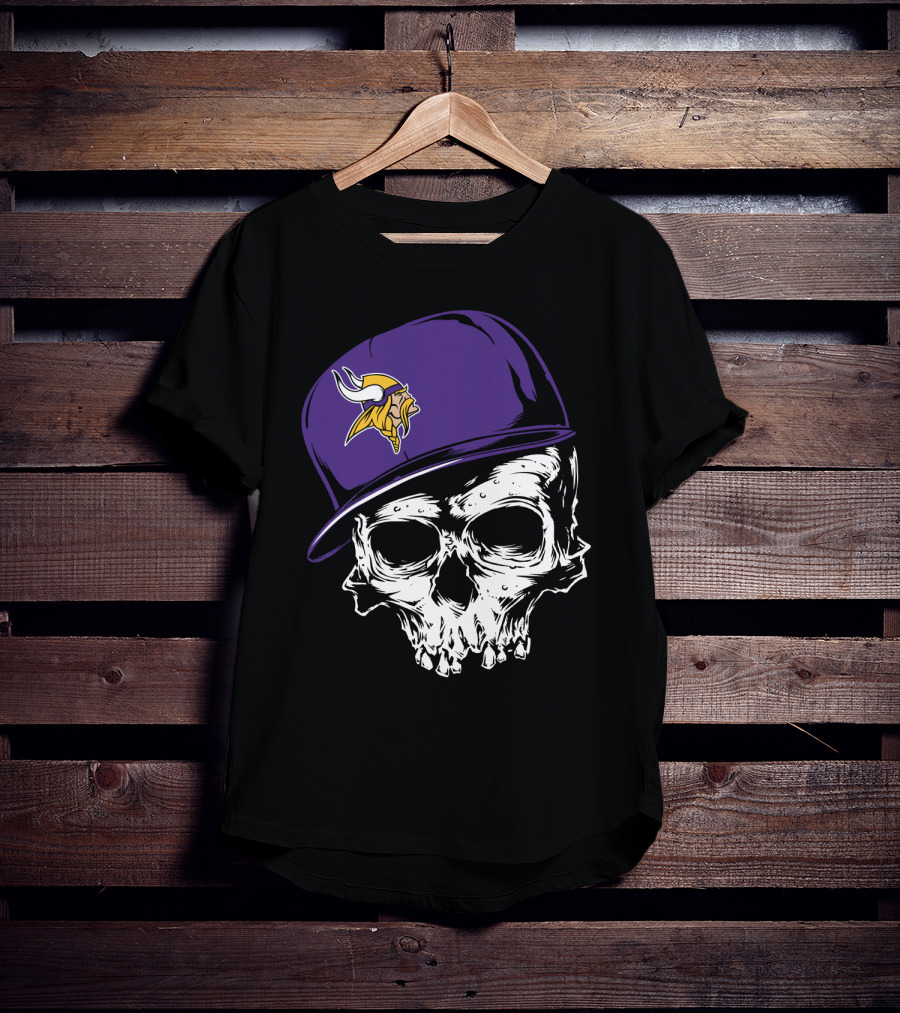 Minnesota Vikings Skull Purple Hat T-Shirt