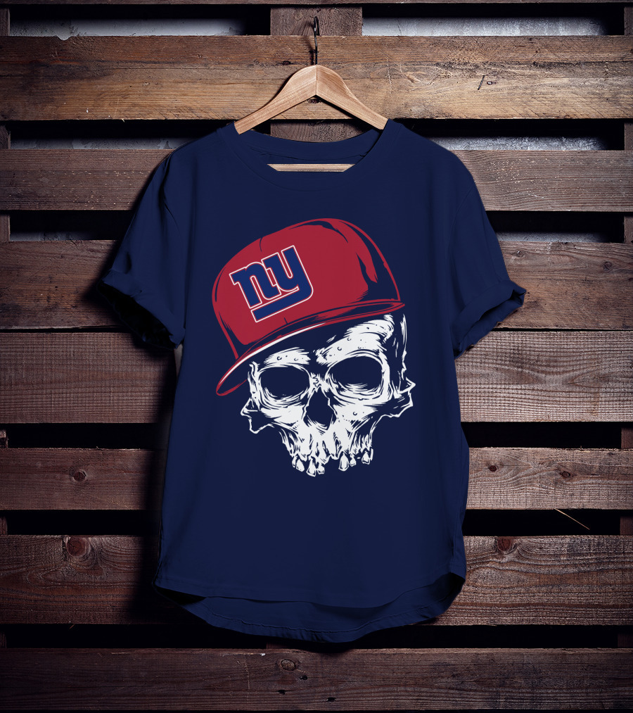New York Giants Ny Skull Cap Red T-Shirt