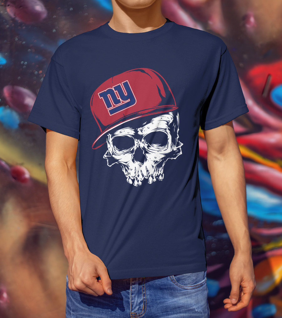 New York Giants Ny Skull Cap Red T-Shirt