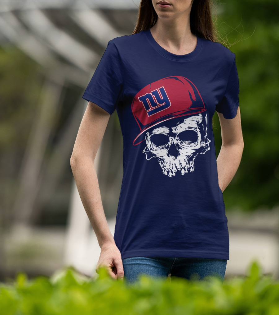 New York Giants Ny Skull Cap Red T-Shirt