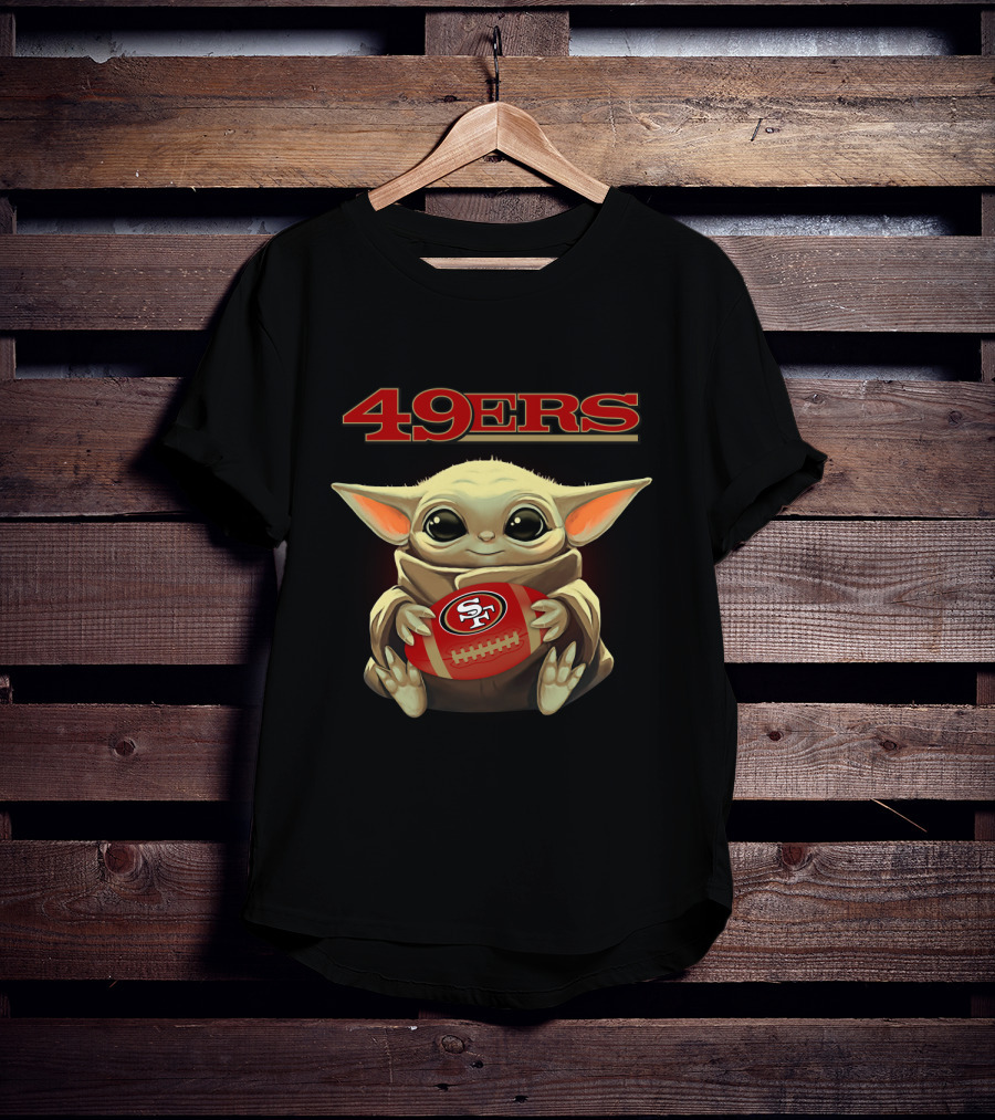 49ers Baby Yoda Holding Sf Football T-Shirt