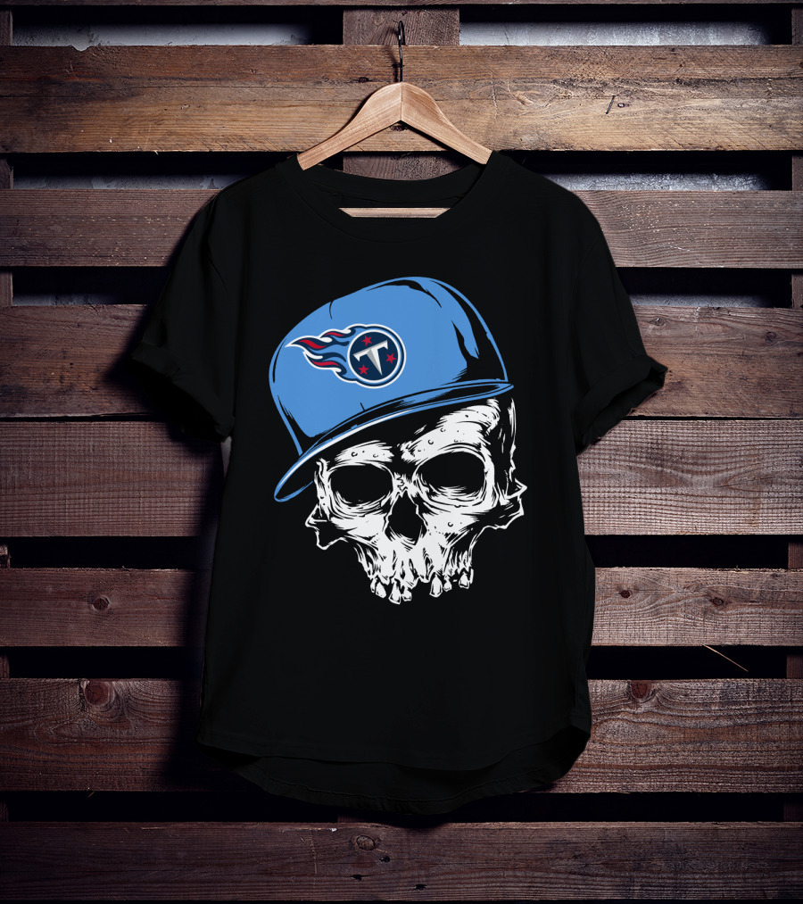 Tennessee Titans Skull With Cap And Iconic Team T-Shirt