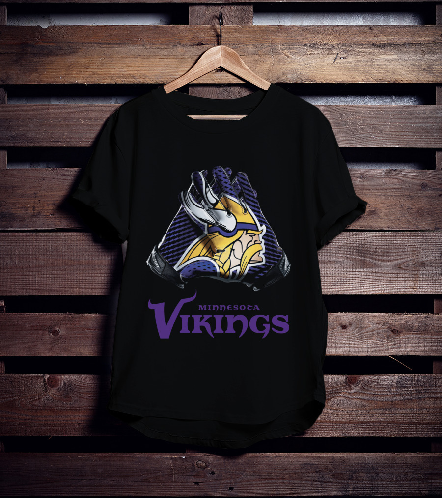 Minnesota Vikings Nfl Gloves Iconic Team T-Shirt