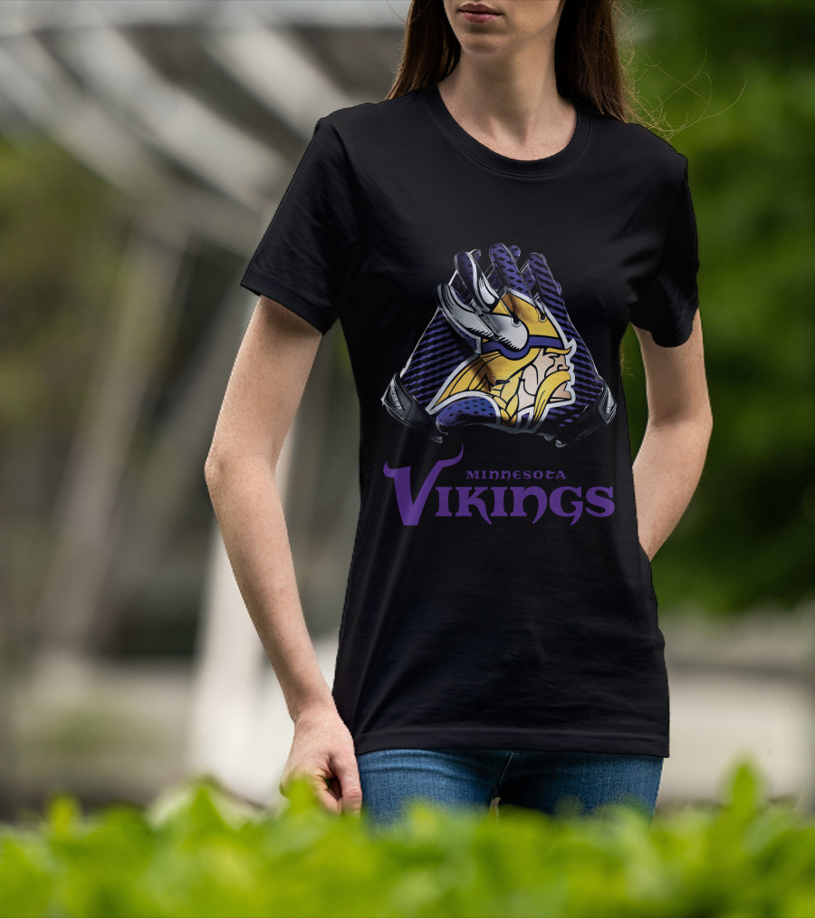 Minnesota Vikings Nfl Gloves Iconic Team T-Shirt
